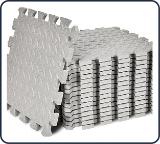 Light grey foam floor tiles.