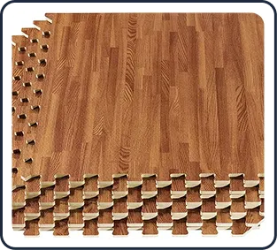 Wood-grain interlocking mats.