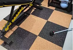 Checker rubber floor tiles.