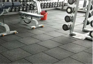 Black gym rubber flooring.