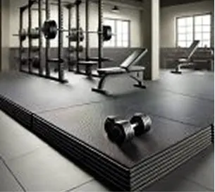 Heavy-duty black gym mats.