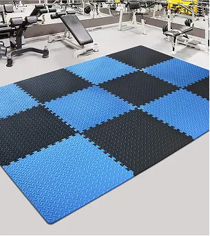 Blue and black rubber mats.